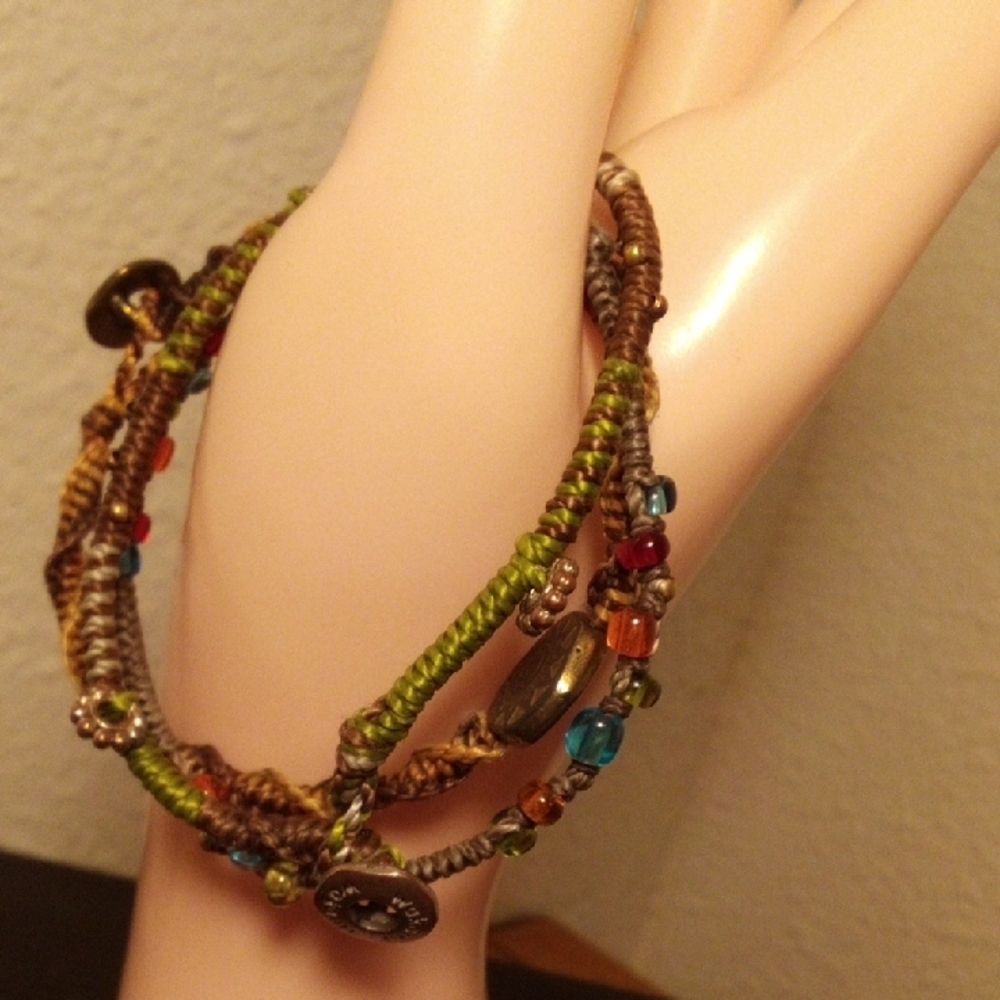 Boho Multi-Strand Olive Green and Brown Beaded Bracelet - Picture 5 of 5